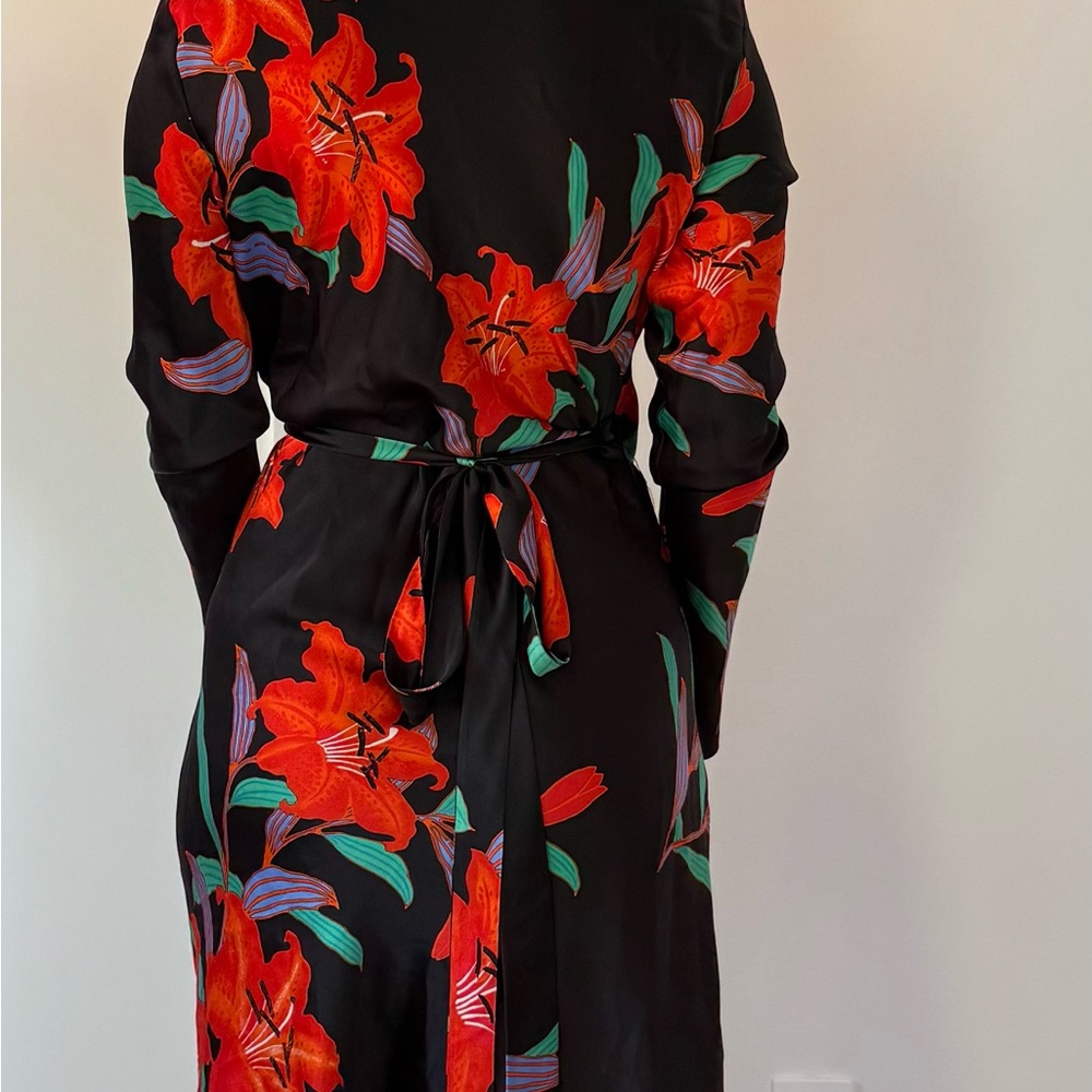 Diane Von Furstenberg Black Dress with Red Floral Design - Picture 2 of 5